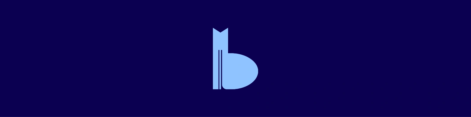 Stylized blue lowercase 'b' on a dark blue background.