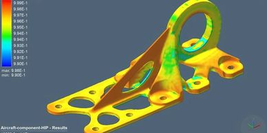 3D simulation showing relative density distribution on an aircraft component.