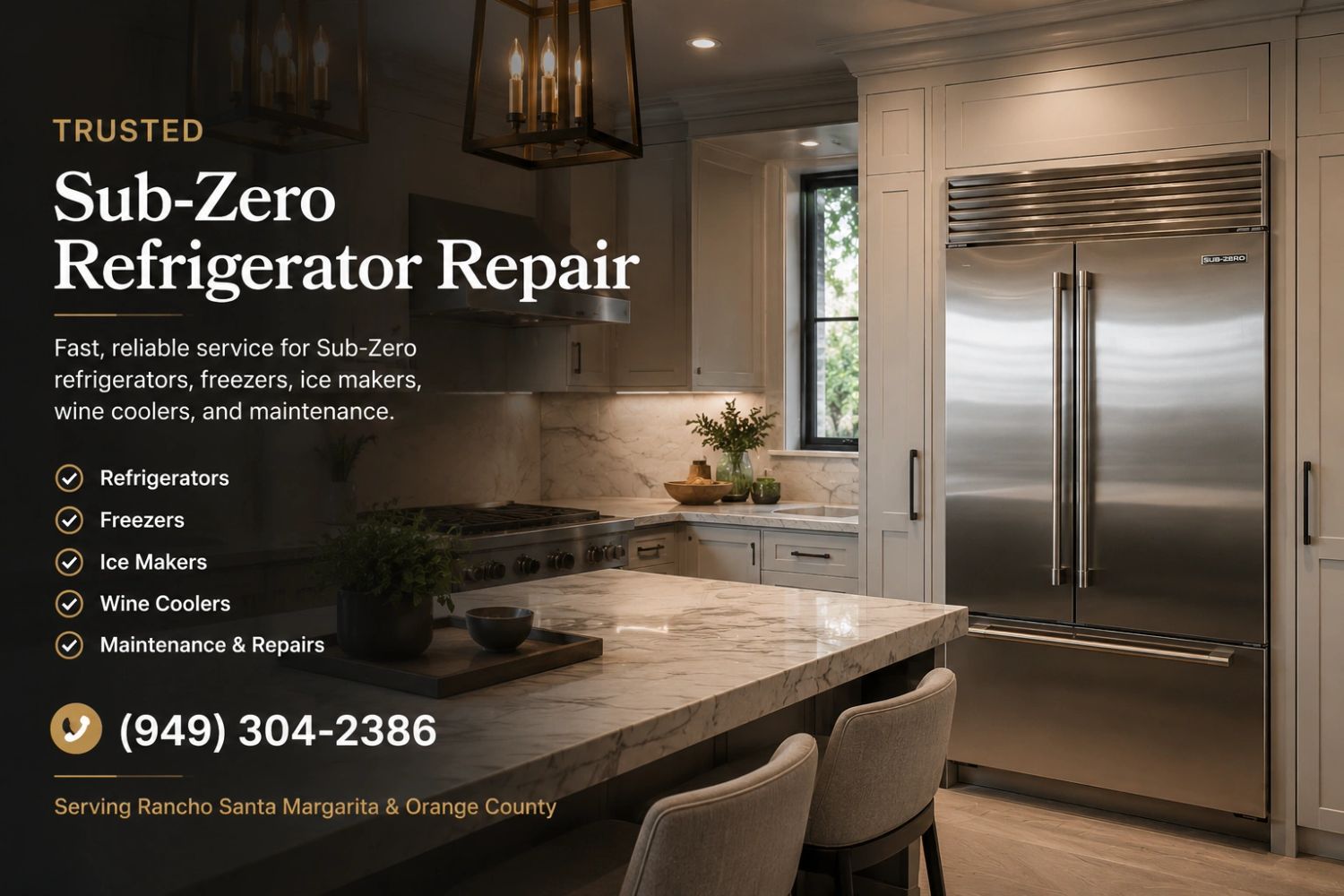 Sub-Zero refrigerator repair services with fast, reliable maintenance and repairs in Orange County.