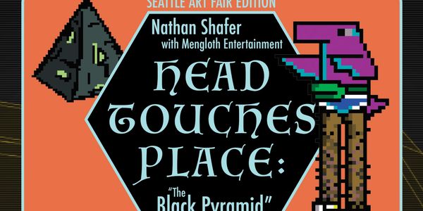 Retro-style poster for "Head Touches Place: The Black Pyramid" by Mengloth Entertainment.