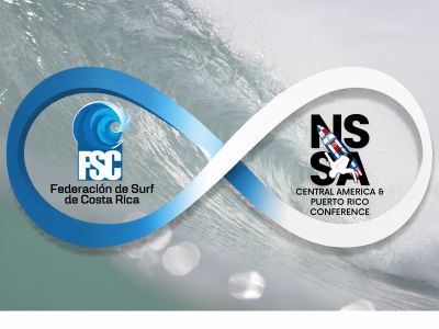 Logos de organizaciones de surf en un símbolo de infinito.