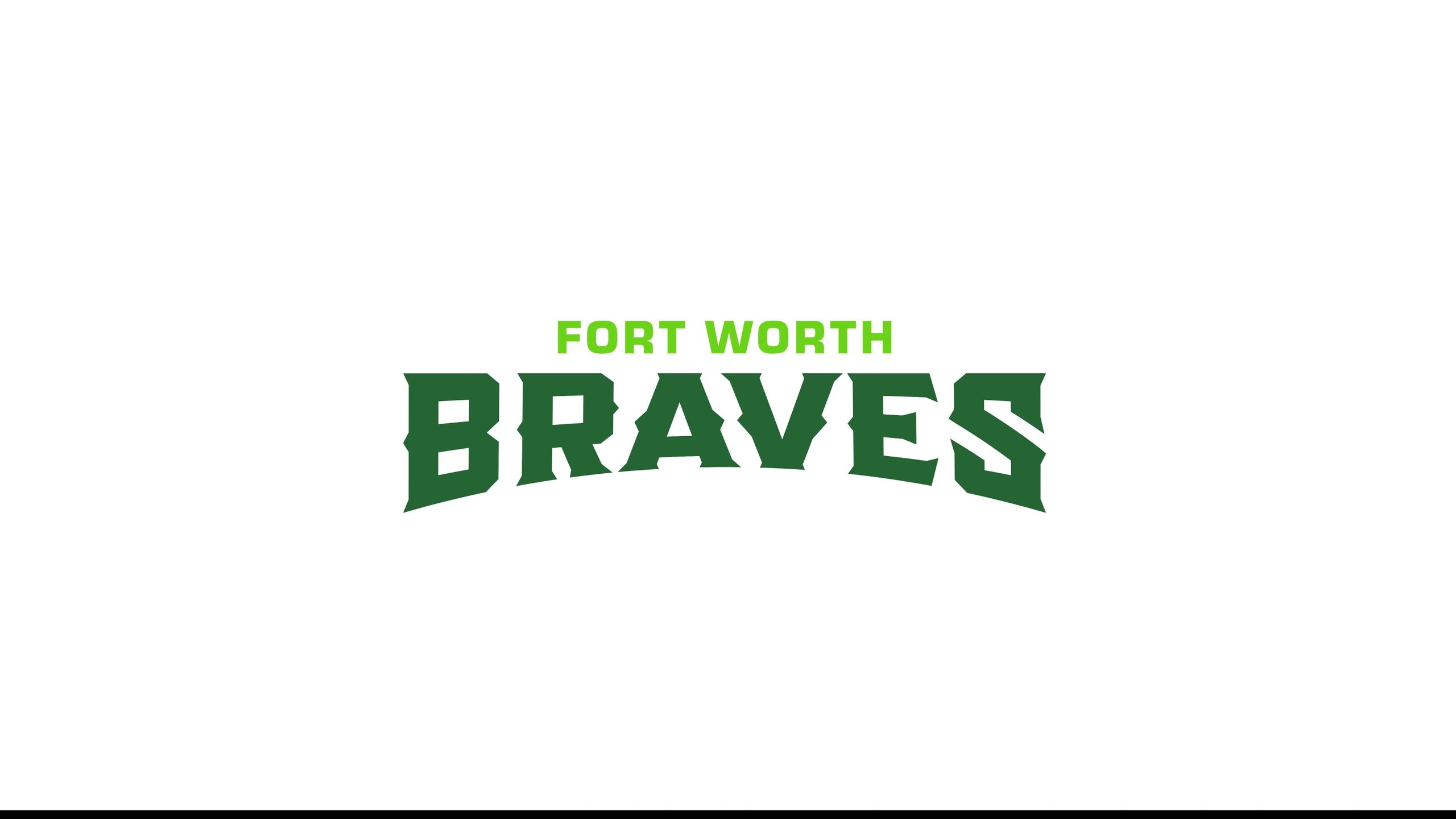 Logo for Fort Worth Braves in green text on white background.