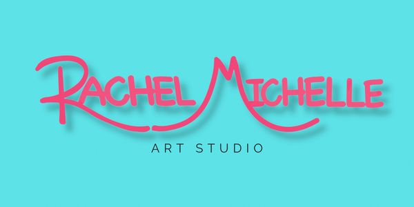 Logo for Rachel Michelle Art Studio on a turquoise background.