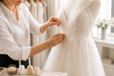 Wedding dress alterations and tailoring services in North London by Gold Needle Ltd