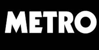 Metro logo with white bold letters on black background.