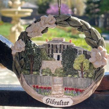 Decorative hanging ornament depicting Gibraltar landscape.
