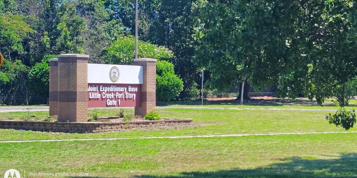Entrance sign for Joint Expeditionary Base Little Creek-Fort Story Gate 1.