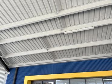 Ceiling and roof structure of a building.
