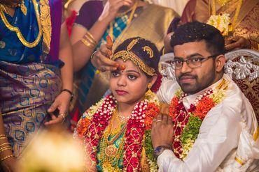 Traditional Tamil wedding blessing ritual in Karaikudi by Luster Pearl Media.