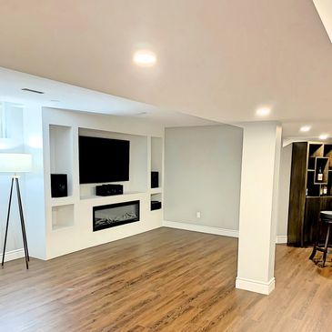 Basement suite open concept living area