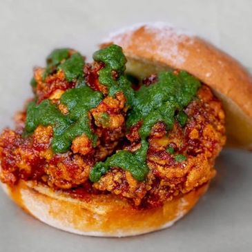 WAH SUBS - Indian-style sandwiches often feature chutney, masala and filling. Like Hand battered tandoori spiced fried chicken, mayo, pickles, curry slaw, chili sauce, brioche bun.