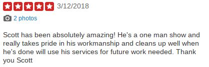 A 5-star review of a previous project.