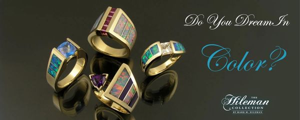 Handcrafted Australian opal inlay rings by The Hileman Collection.