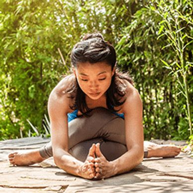 woman in prayerful yoga pose