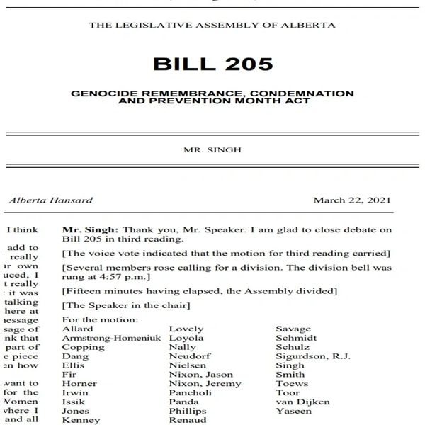 MLA Singh's Private Member's Bill, Bill 205