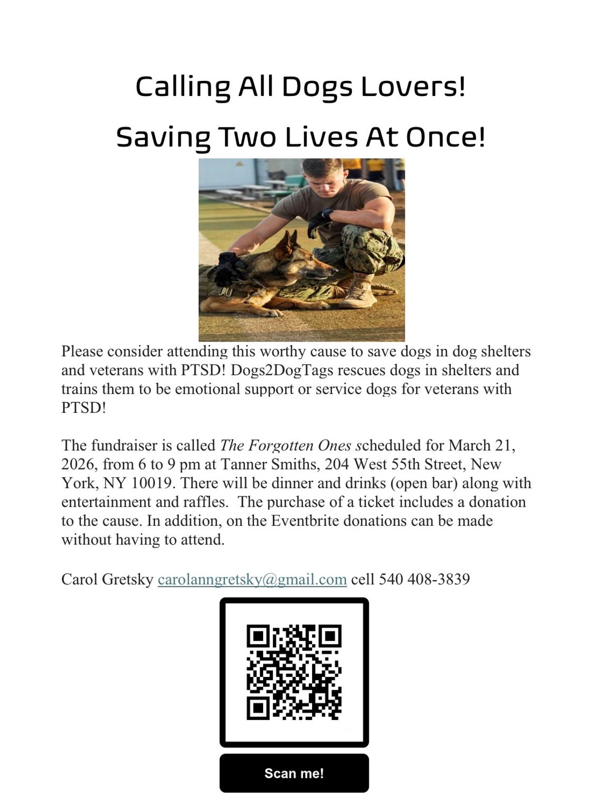 The fundraiser is called The Forgotten Ones scheduled for March 21, 2026, from 6 to 9 pm