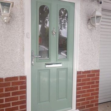 Chartwell Green Solid Core composite door fitted by Worksop Composite Doors in Chesterfield.