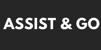 Text graphic saying 'ASSIST &amp; GO' in bold white letters on a black background.