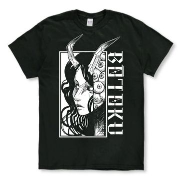 Black T-shirt with a monochrome anime-style demon girl design and 'BETEKU' text.