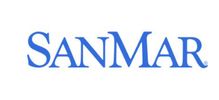 SanMar logo with blue text on white background.