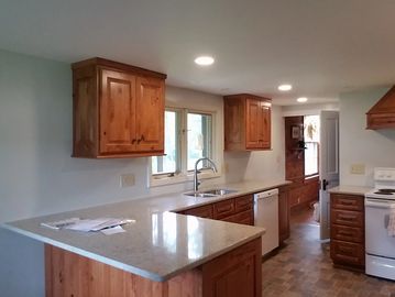 1800's home with kitchen remodel, Rustic alder cabinets