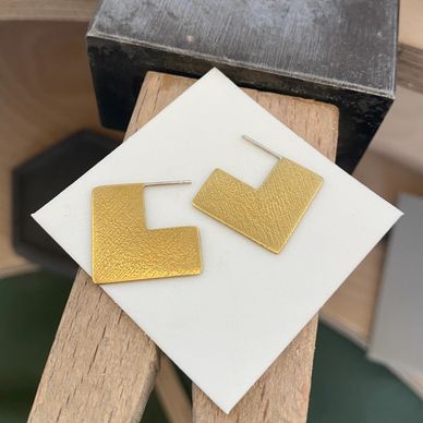 square brass earrings with micro jewellery polishing cloth