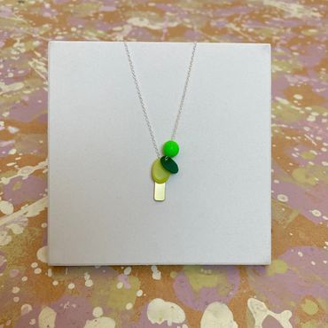 Green recycled plastic necklace