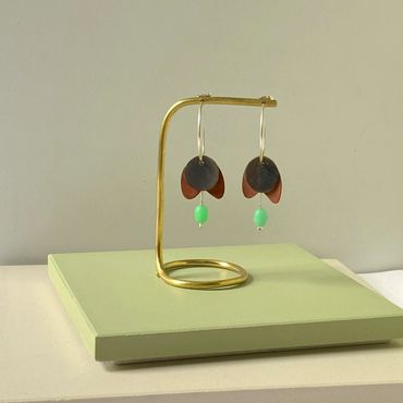 Silver hoop earrings with recycled plastic charms