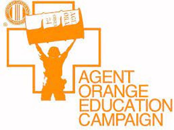 Agent Orange Education Campaign logo with soldier holding document.