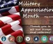 Military Appreciation Month, is observed in May to honor the sacrifices made by military service.