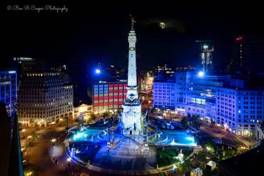 Monument Circle at Night, Indianapolis