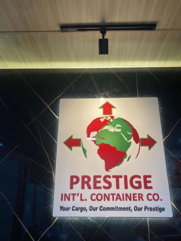 Signboard for Prestige International Container Company.
