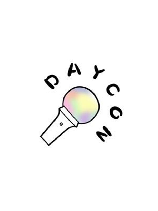 A pastel-colored light stick with the word 'DAY6CON' around it.