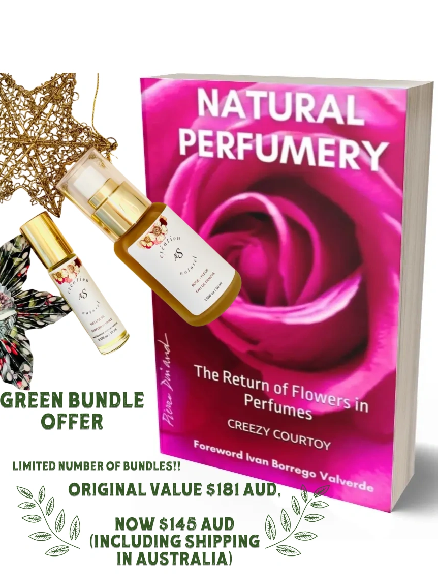 A bundle of a 10ml roll-on with a 50ml frosted bottle of skin toner with a pink rose book about Natu