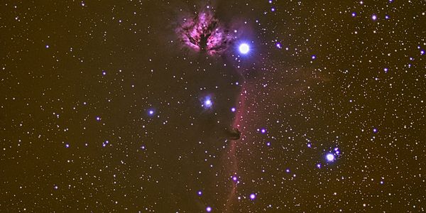 Horse Head and Flame Nebulas, located in the Orion constellation 