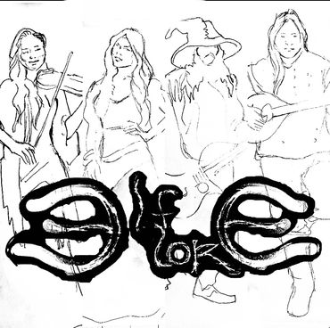 The Medieval/Fantasy Folk/Rock band Elflore as cartoon characters.