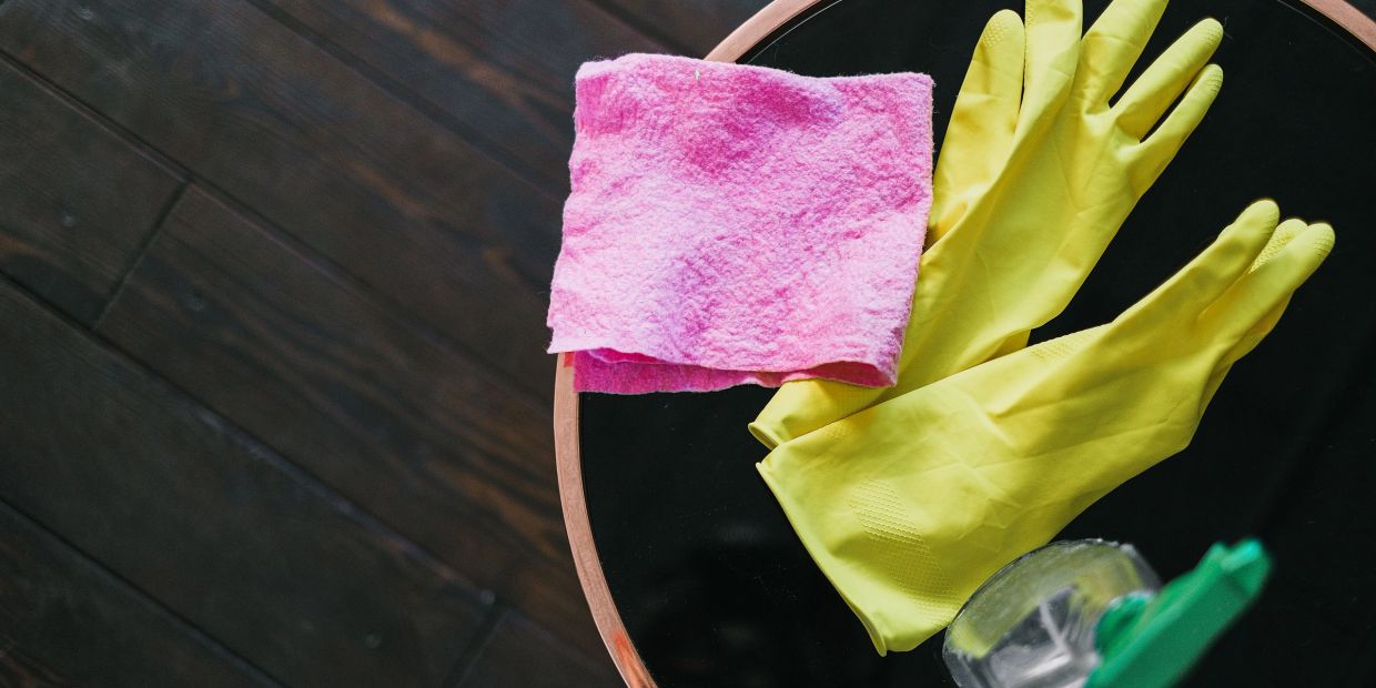 Cleaning essential, Glove and cloth.