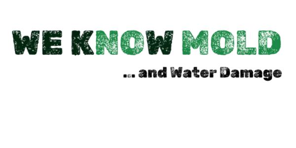Text logo saying 'WE KNOW MOLD' with 'KNOW MOLD' in green.