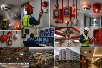 Fire safety and monitoring systems with personnel and facilities.
