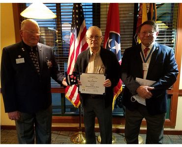 04 FEB 21 02 Jim Carter presented SAR CDSM with Cliff Kent and George Ison