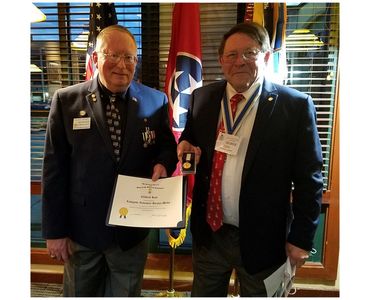 04 FEB 21 03 Cliff Kent presented SAR Lafayette Vol Award by George Ison