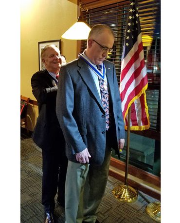 04 FEB 21 12 Larry Underwood Inducting Bryan Beck as John Sevier Chapter President