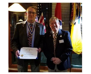 04 FEB 21 14 Bryan Beck JSC President presented SAR GWEF Fellowship Certificate by TNSSAR Chairman T