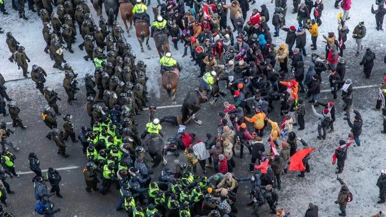 Mohawk Elder Matriarch trampled at a peaceful protest in Ottawa.