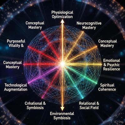 A colorful network sphere illustrating various mastery and symbiosis concepts.