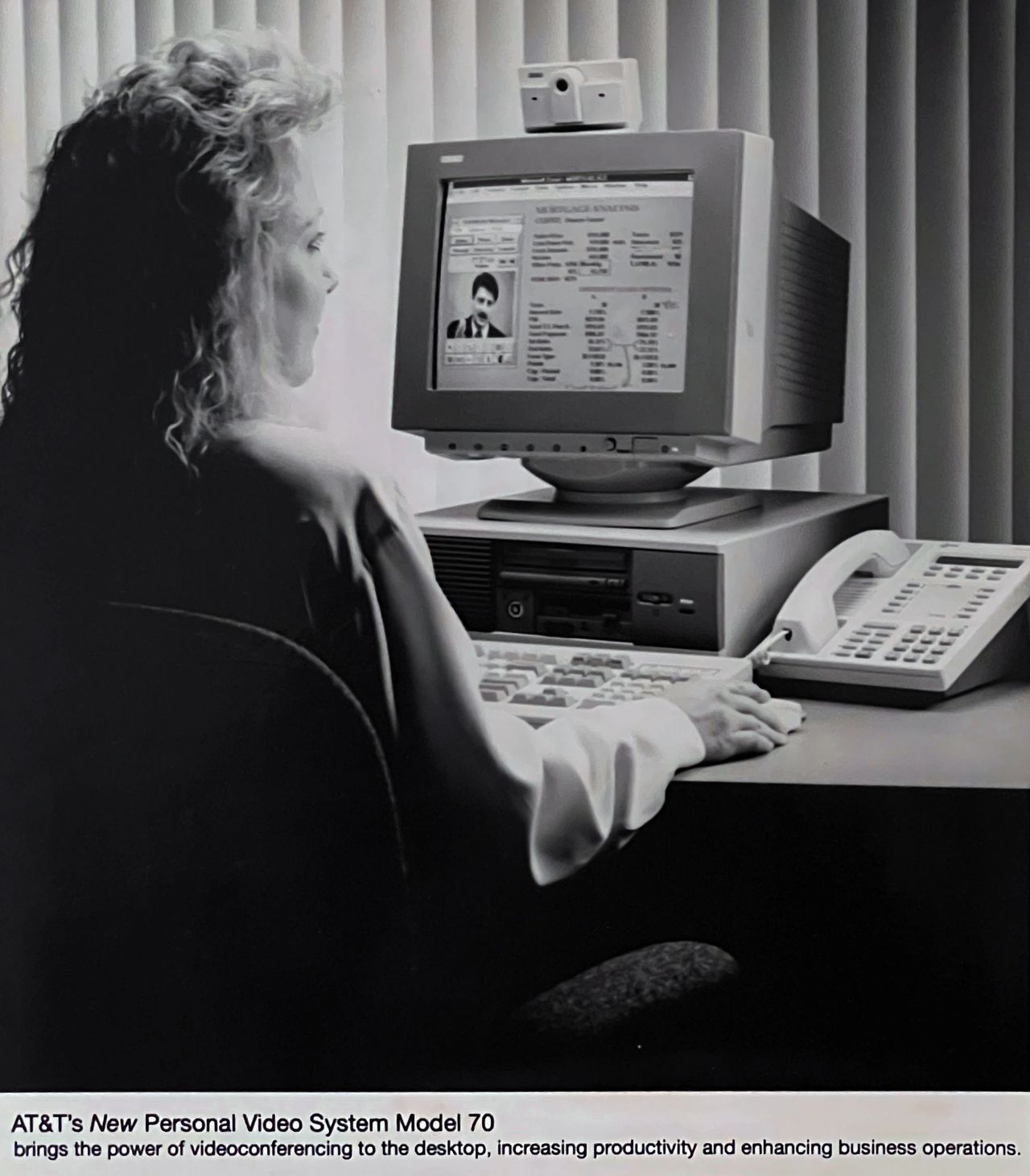 Video conferencing in the 1990s. A 1993 Press Photo of AT&T's Video System