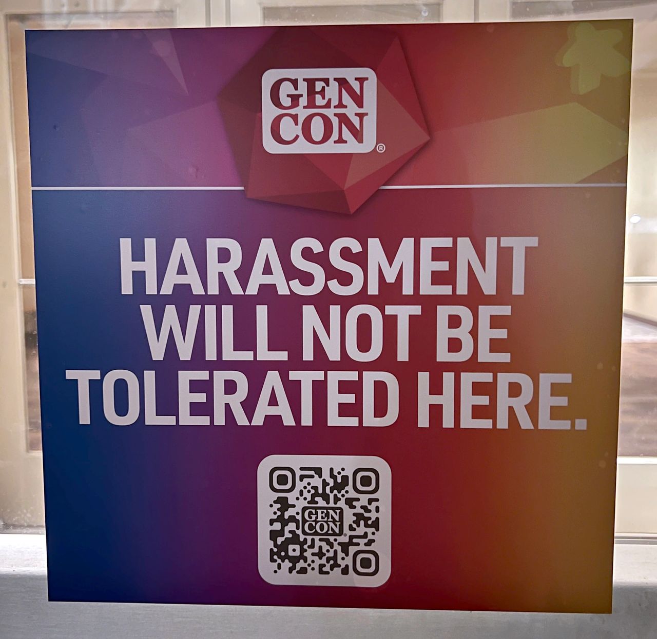 Gen Con Anti-harassment policy sign