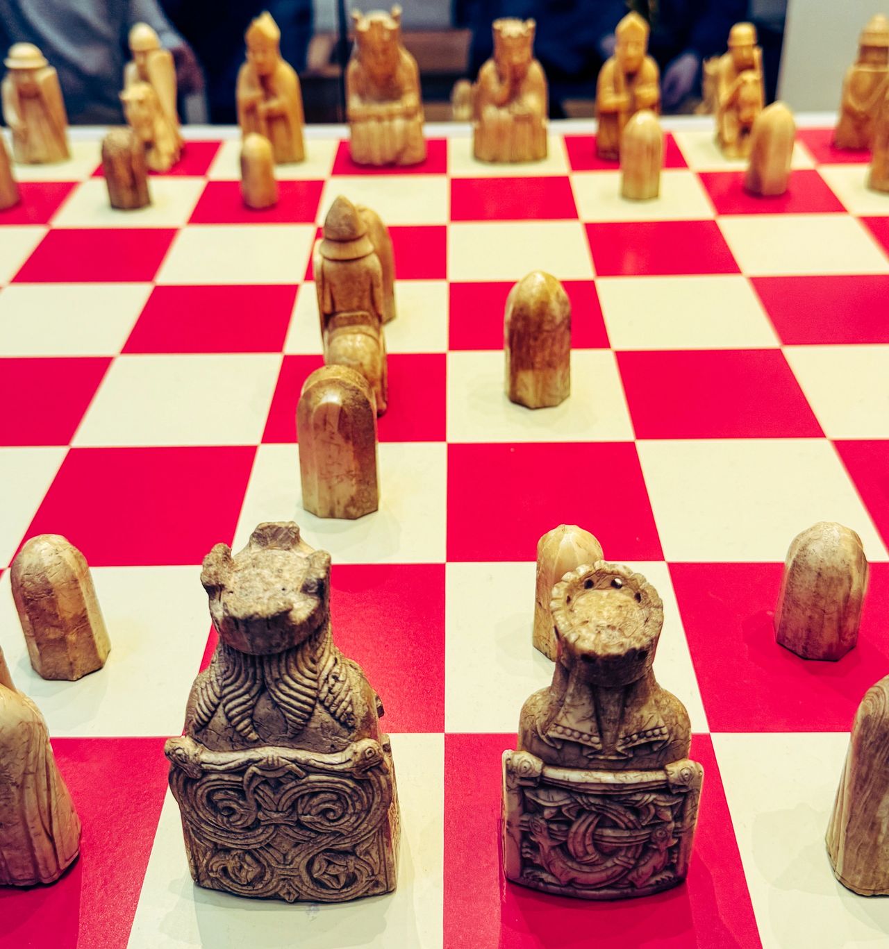 The Lewis Chessmen are among the earliest examples in which both bishops and queens are found (British Museum)
