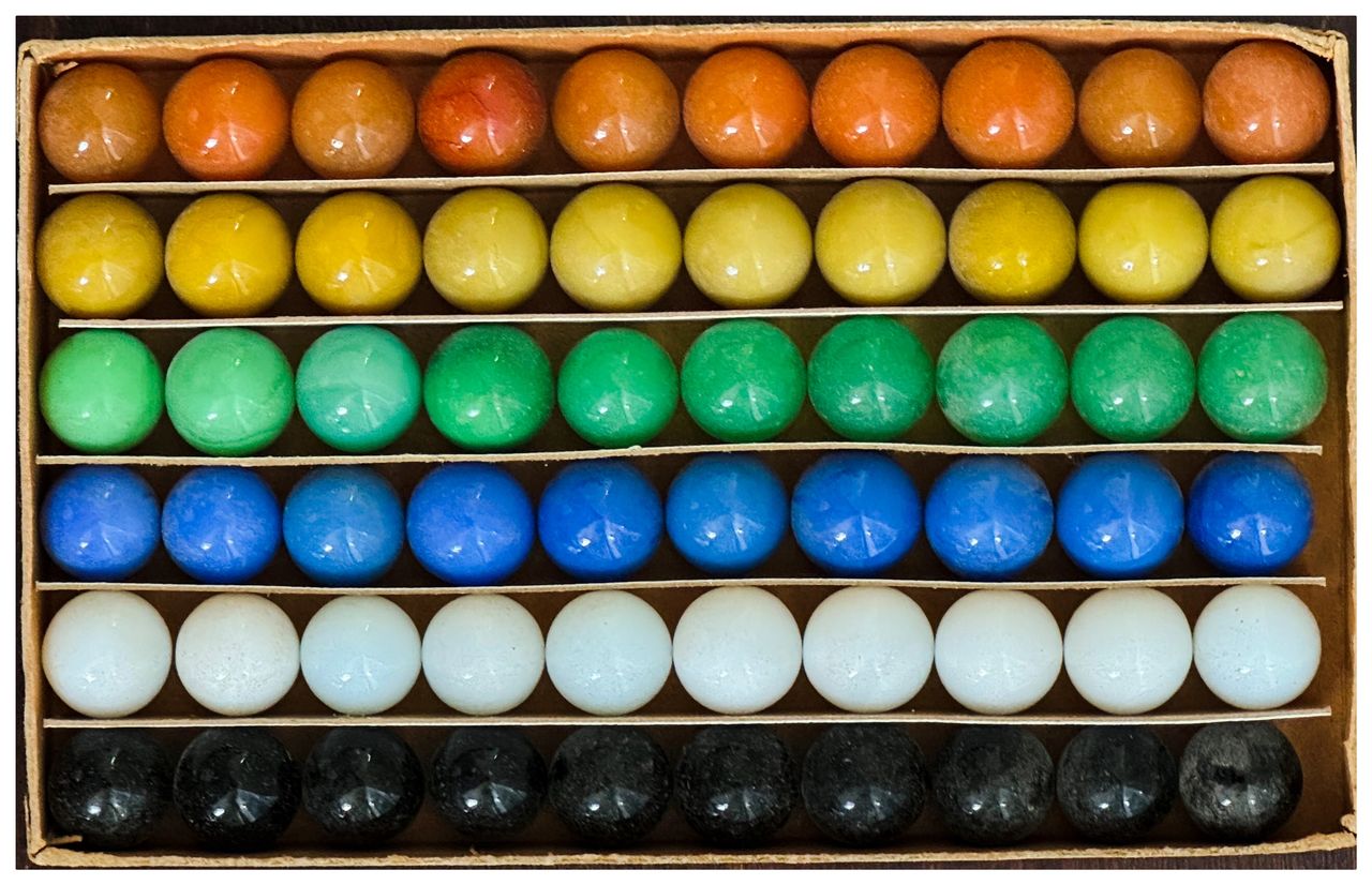 Antique marbles from a "Chinese Checkers" game