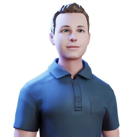 An avatar of me that I created in 2022 using ReadyPlayerMe to participate in a course on the metaverse